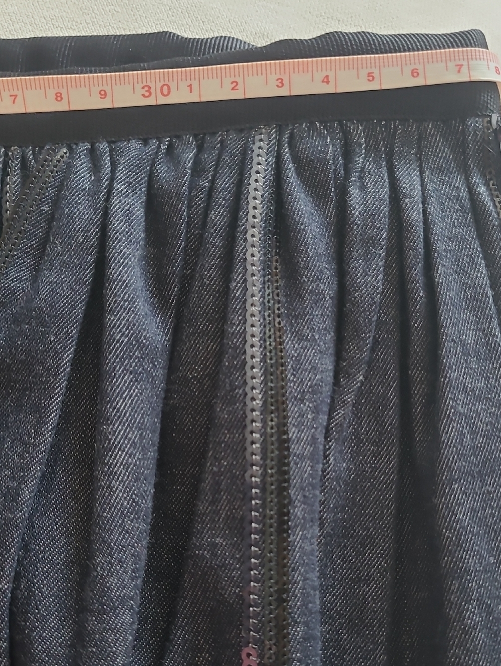 Brunello Cucinelli Dark Navy Pleated Skirt with Sequin Stripes - Picture 6 of 9